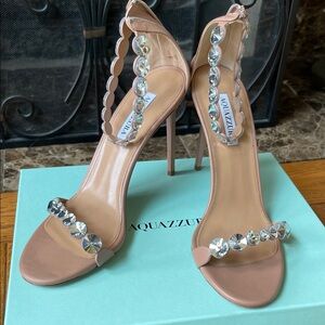 Aquazzura Nude Crystal Embellished Heels
